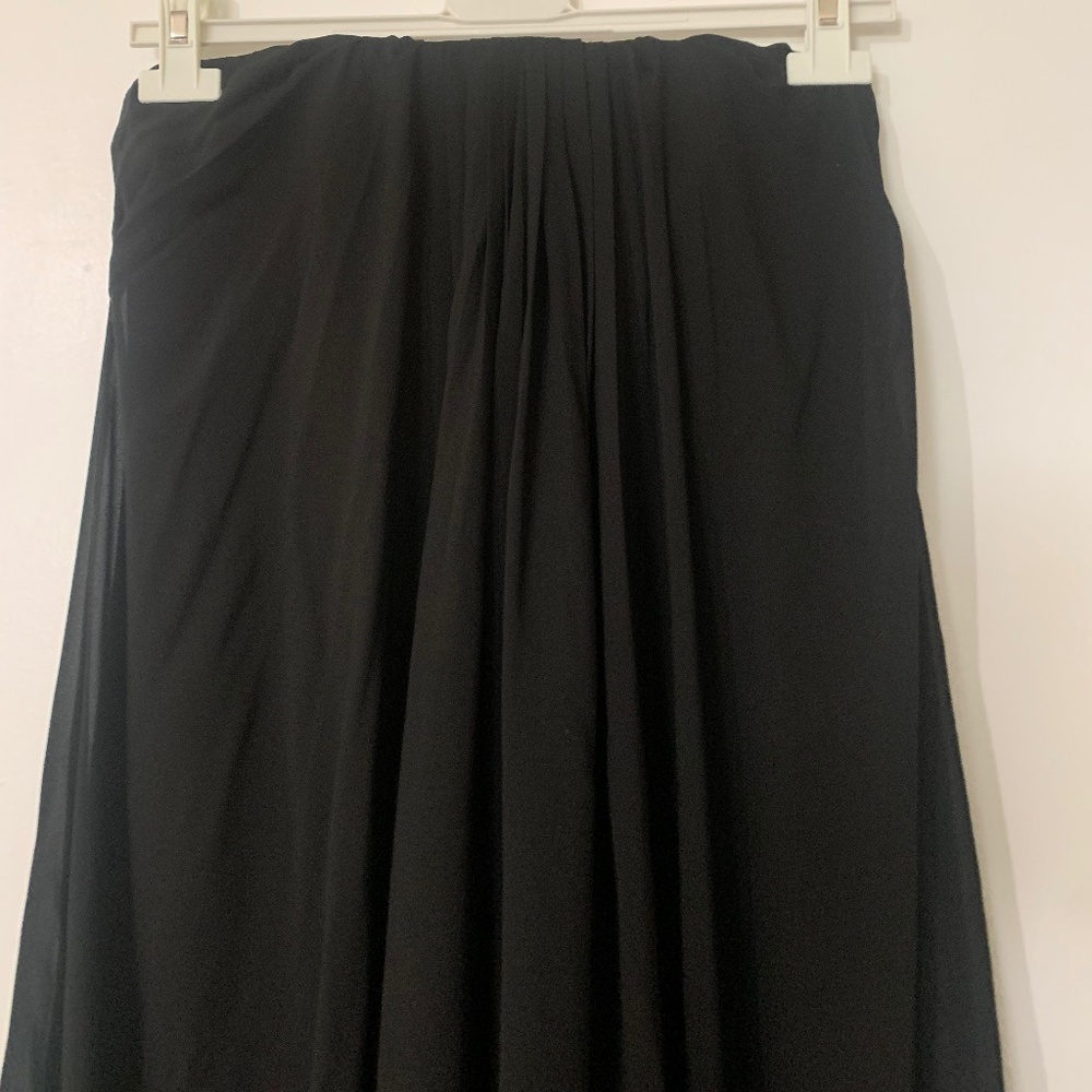 White House Black Market Strapless Draped Gown, Black, Size 0
